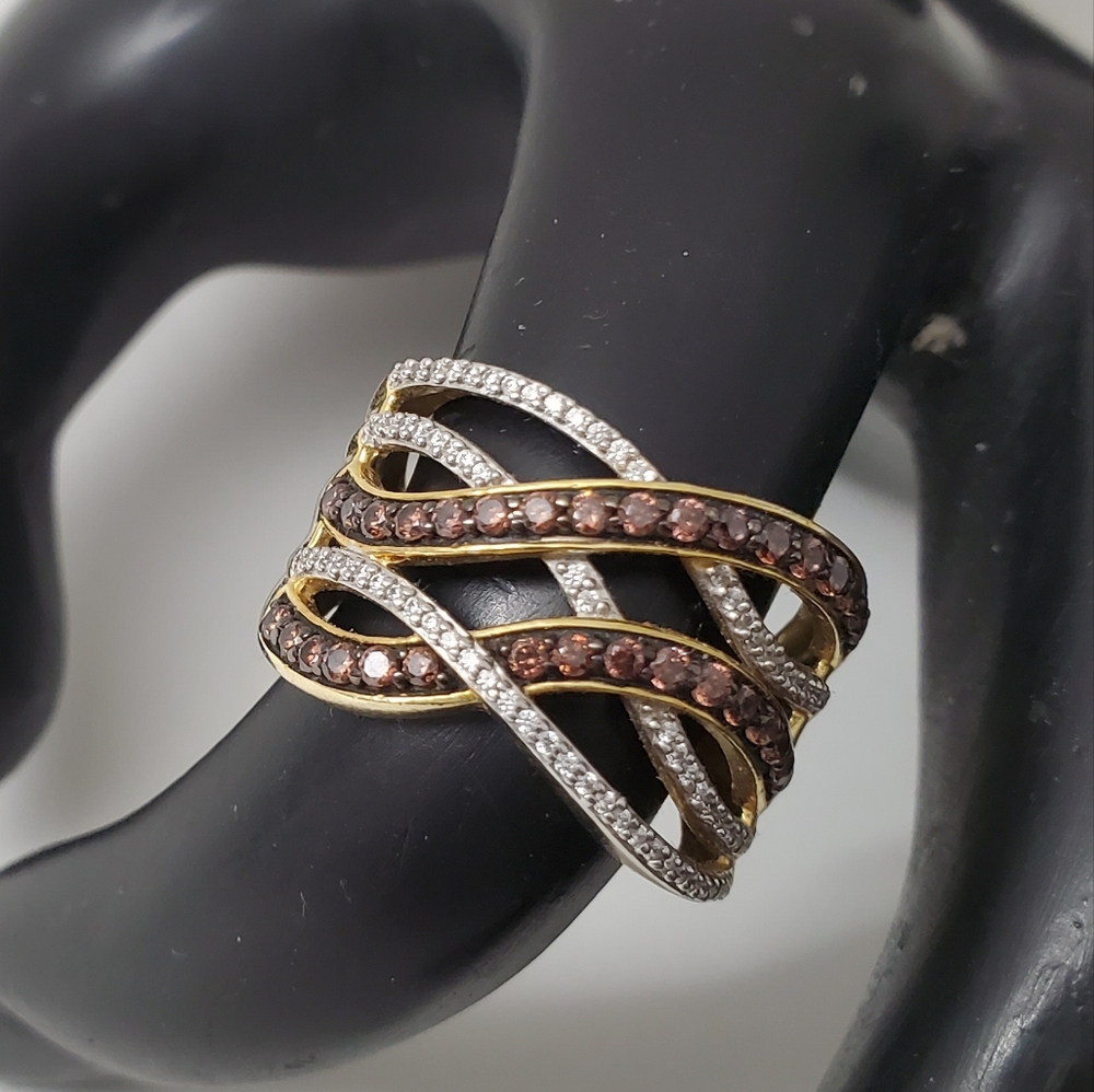 Watch Video / Sterling Silver 925 Cognac Art Ring